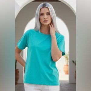 COOLIBAR Swim Shirt UPF 50 Sun Protection Turquoise Top Shirt Stretchy Medium